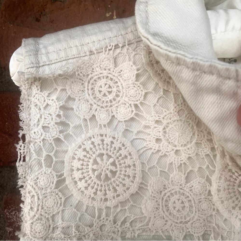 Mudd Crochet Lace Accent Denim Vest Festival Boho Cottagecore Size Small - Picture 4 of 11